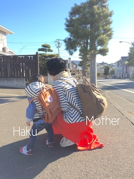 「PETIT BATEAU（プチバトー）のアイテム（ダウンベスト）」を使った、Hakuさん（キッズ・70cm）の冬コーディネート