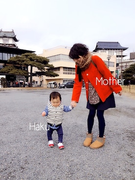 「PETIT BATEAU（プチバトー）のアイテム（ダウンベスト）」を使った、Hakuさん（キッズ・70cm）の冬コーディネート