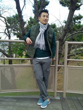 「ショッピング」｜「アイテム（ダウンベスト）」を使った、koukiさん（メンズ・171cm）の冬コーディネート