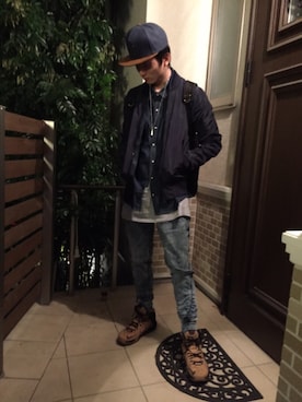 「ARMANI EXCHANGE（アルマーニエクスチェンジ）のアイテム（アクセサリー）」を使った、けんぼーさん（メンズ・170cm）の冬コーディネート