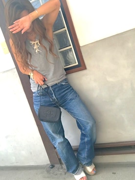 「Abercrombie&Fitch（アバークロンビーアンドフィッチ）のアイテム（タンクトップ）」を使った、aipoooonhさん（レディース・158cm）の夏コーディネート