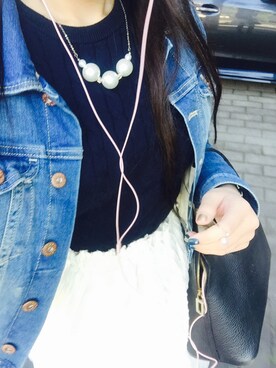 「CELINE」｜「アイテム（デニムジャケット）」を使った、Saori さん（レディース・164cm）の秋コーディネート