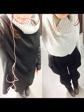 「stradivarius（ストラディバリウス）のアイテム（ノーカラージャケット）」を使った、Saori さん（レディース・164cm）の冬コーディネート