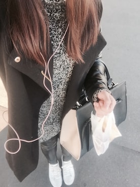 「stradivarius（ストラディバリウス）のアイテム（ノーカラージャケット）」を使った、Saori さん（レディース・164cm）の冬コーディネート