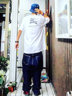 「PRIVILEGE（プリビレッジ）のアイテム」を使った、Dragon相馬さん（メンズ・174cm）の夏コーディネート