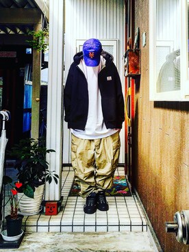 「NIKE Air Flightのアイテム」を使った、Dragon相馬さん（メンズ・174cm）の秋コーディネート