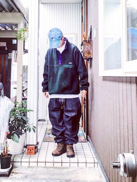 「INTERBREED（インターブリード）のアイテム（帽子）」を使った、Dragon相馬さん（メンズ・174cm）の秋コーディネート