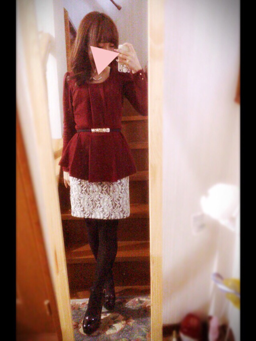 「evelyn、dazzlin」｜「evelynのアイテム（スカート、ブラック系）」を使った、ゆじゅさん（レディース・153cm）の秋コーディネートの1枚目の写真
