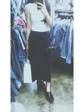 「PULL&BEAR（プルアンドベア）のアイテム（その他シューズ）」を使った、my_chungさん（レディース・168cm）の夏コーディネート