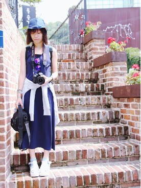 「travel」｜「アイテム（スタジャン）」を使った、CandyLamさん（レディース・158cm）の秋コーディネート