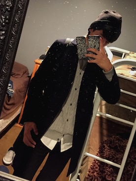 「Abercrombie&Fitch（アバークロンビーアンドフィッチ）のアイテム（ニットキャップ/ビーニー）」を使った、ぷりん🍮さん（メンズ・178cm）の冬コーディネート