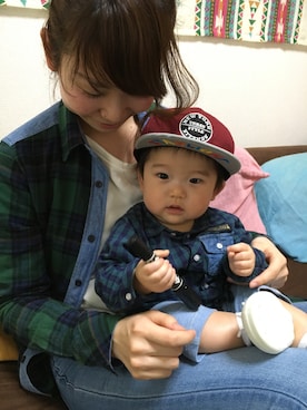 「TOMMY（トミー）のアイテム」を使った、komaさん（キッズ・80cm）の春コーディネート