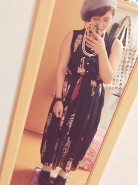 「ミカヅキモモコ（ミカヅキモモコ）のアイテム（ハンチング/ベレー帽）」を使った、まめさん（レディース・147cm）の夏コーディネート