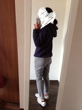 「CONVERSE（コンバース）のCONVERSE  CVS ALL STAR OX（スニーカー、ホワイト系）」を使った、ハヤスさん（レディース・150cm）の春コーディネート