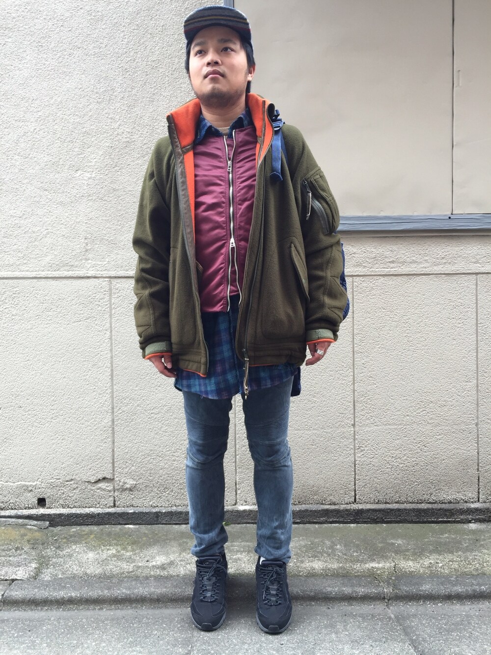 「MA-1」｜「PORTER CLASSICのアイテム（シャツ/ブラウス、ブルー系）」を使った、Jero Tuさん（メンズ・168cm）の春コーディネートの1枚目の写真
