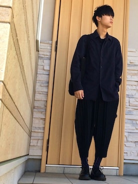 「MARGARET HOWEEL」｜「アイテム（アクセサリー）」を使った、まことさん（メンズ・169cm）の秋コーディネート