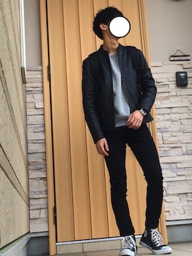 「UNIQLO（ユニクロ）のWOMEN ウルトラストレッチジーンズ（デニムパンツ）」を使った、まことさん（メンズ・169cm）の冬コーディネート