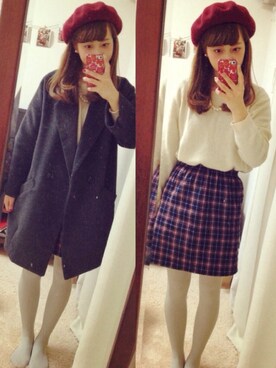 「RAY CASSIN（レイカズン）のアイテム（その他アウター）」を使った、とみためいさん（レディース・153cm）の冬コーディネート