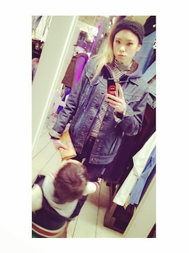 「used mix」｜「アイテム（デニムジャケット）」を使った、SHIHOさん（レディース・158cm）の春コーディネート