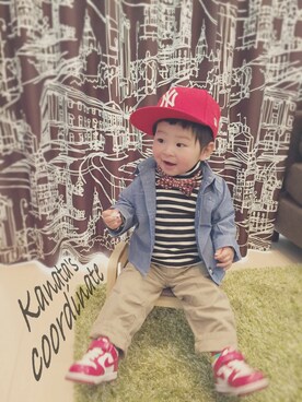 「風邪っぴき」｜「アイテム（その他）」を使った、KANATAさん（キッズ・70cm）の春コーディネート
