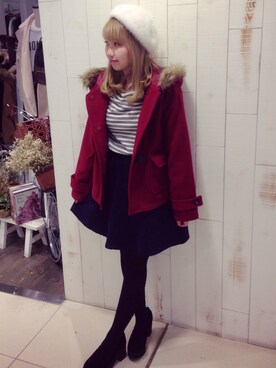 「NICE CLAUP（ナイスクラップ）のアイテム（ダウンジャケット/コート）」を使った、Beeeeeさん（レディース・153cm）の秋コーディネート
