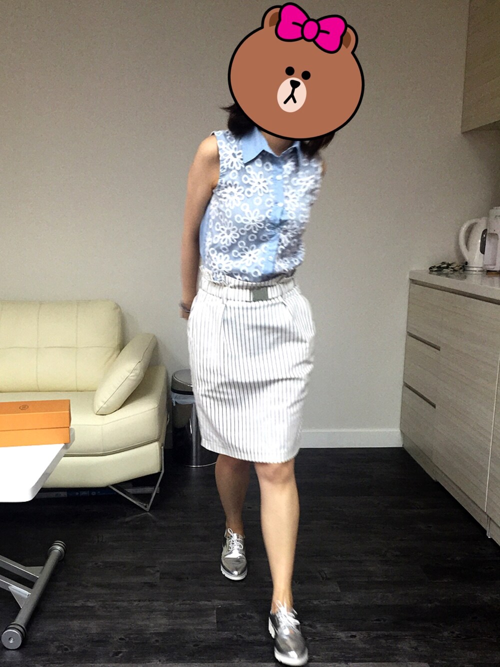 「no brandのアイテム（スカート、ホワイト系）」を使った、Joey ZY Cさん（レディース・168cm）の夏コーディネートの1枚目の写真
