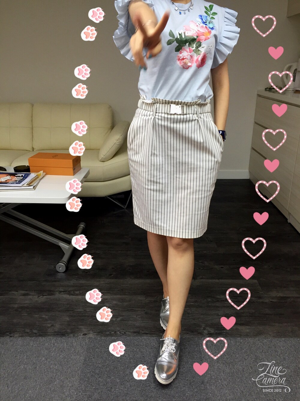 「no brandのアイテム（スカート、ホワイト系）」を使った、Joey ZY Cさん（レディース・168cm）の夏コーディネートの1枚目の写真