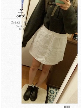 「PETIT BATEAU（プチバトー）のアイテム（スカート）」を使った、chizuさん（レディース・167cm）の秋コーディネート