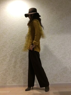 「マスタード」｜「アイテム（ブーティ）」を使った、ちはやさん（レディース・163cm）の秋コーディネート