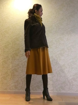 「UNITED ARROWS（ユナイテッドアローズ）のアイテム（ムートンコート）」を使った、ちはやさん（レディース・163cm）の冬コーディネート