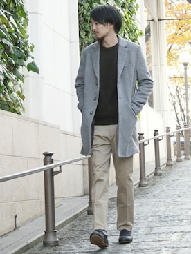 「クルーネックニット」｜Saiさん（メンズ・180cm）の冬コーディネート