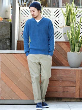 「JOURNAL STANDARD relume（ジャーナルスタンダード　レリューム）のアイテム（ニットキャップ/ビーニー）」を使った、Saiさん（メンズ・180cm）の冬コーディネート