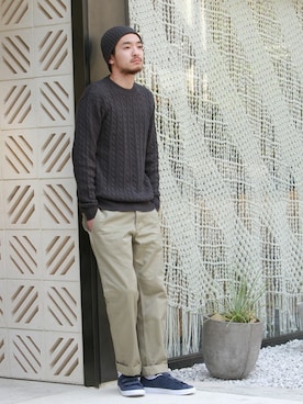 「JOURNAL STANDARD relume（ジャーナルスタンダード　レリューム）のアイテム（ニットキャップ/ビーニー）」を使った、Saiさん（メンズ・180cm）の冬コーディネート