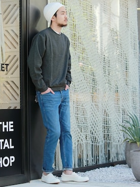 「JOURNAL STANDARD relume（ジャーナルスタンダード　レリューム）のアイテム（ニットキャップ/ビーニー）」を使った、Saiさん（メンズ・180cm）の冬コーディネート