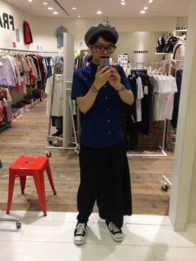 「FRAPBOIS half」｜「アイテム（ハンチング/ベレー帽）」を使った、オーミチさん（メンズ・161cm）の夏コーディネート