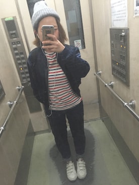 「MONKI（モンキ）のアイテム（ブルゾン）」を使った、ちとさん（レディース・153cm）の秋コーディネート
