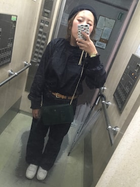 「Ray BEAMS（レイビームス）のRay BEAMS / ストレッチ デニム バギー パンツ（デニムパンツ）」を使った、ちとさん（レディース・153cm）の秋コーディネート
