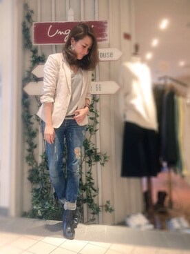 「ストライプジャケット」｜くるなるさん（レディース・154cm）の春コーディネート