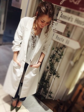 「ストライプジャケット」｜くるなるさん（レディース・154cm）の春コーディネート
