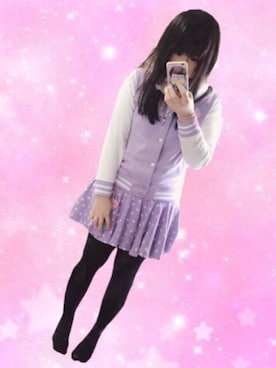 「ラベンダー」｜「アイテム（スタジャン）」を使った、nanaさん（レディース・162cm）の冬コーディネート