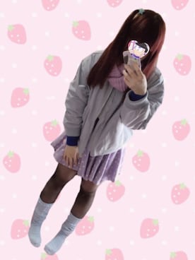 「ルーズソックス」｜「アイテム（スタジャン）」を使った、nanaさん（レディース・162cm）の冬コーディネート