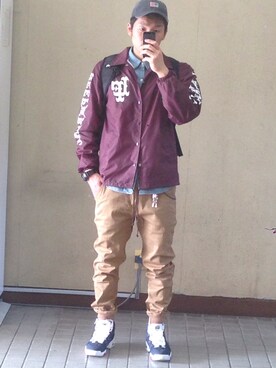 「Lafayette（ラファイエット）のアイテム（キャップ、グレー系）」を使った、だいちゃんさん（メンズ・173cm）の冬コーディネート