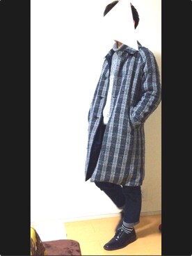 「アイテム（ステンカラーコート）」を使った、きたぁさんさん（メンズ・170cm・10代）の春コーディネート