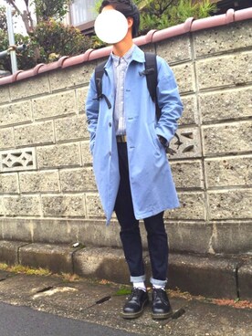 「アイテム（ステンカラーコート）」を使った、スネオさん（メンズ・168cm・10代）の秋コーディネート
