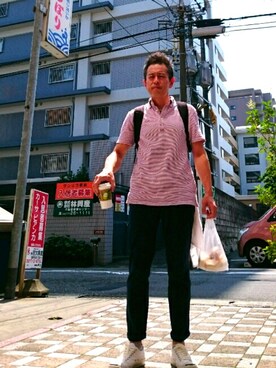 「TRANS CONTINENTS（トランスコンチネンツ）のアイテム（パンツ）」を使った、たかぶんごさん（メンズ・171cm）の夏コーディネート