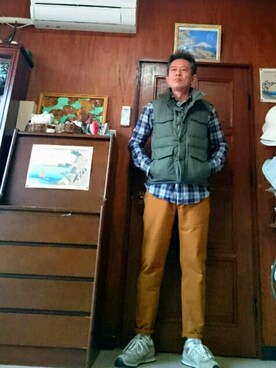 「アイテム（福袋/福箱、レッド系）」を使った、たかぶんごさん（メンズ・171cm）の秋コーディネート