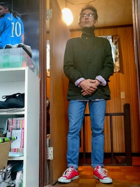 「GLOBAL WORK（グローバルワーク）のアイテム（カバーオール）」を使った、たかぶんごさん（メンズ・171cm）の秋コーディネート