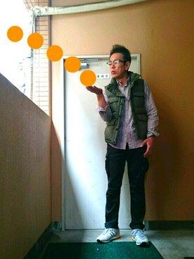 「アイテム（福袋/福箱、レッド系）」を使った、たかぶんごさん（メンズ・171cm）の秋コーディネート