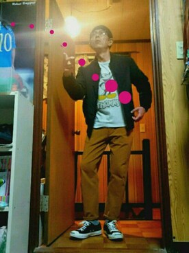 「ミッキーT」｜「アイテム（福袋/福箱）」を使った、たかぶんごさん（メンズ・171cm）の秋コーディネート
