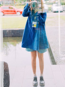 「Donoraticoのアイテム（シャツワンピース、ブルー系）」を使った、_鱼涩涩し_さん（レディース・160cm）の春コーディネート